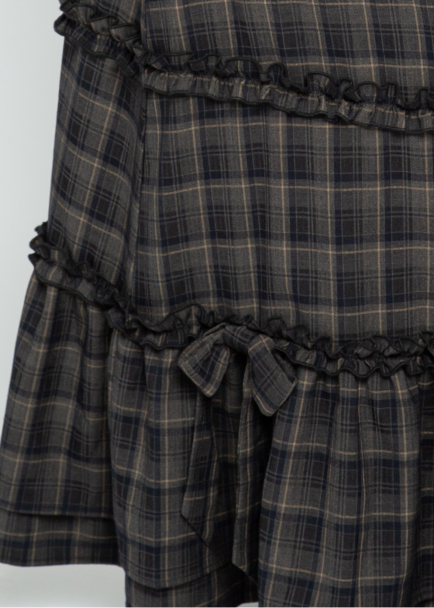 Daisy Street - Snowdrop Grey Checked Skirt with Bows