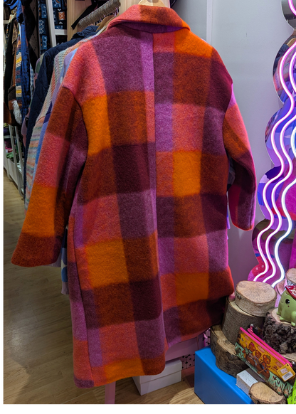 The Edit - Orange, Brown & Purple Checked Coat