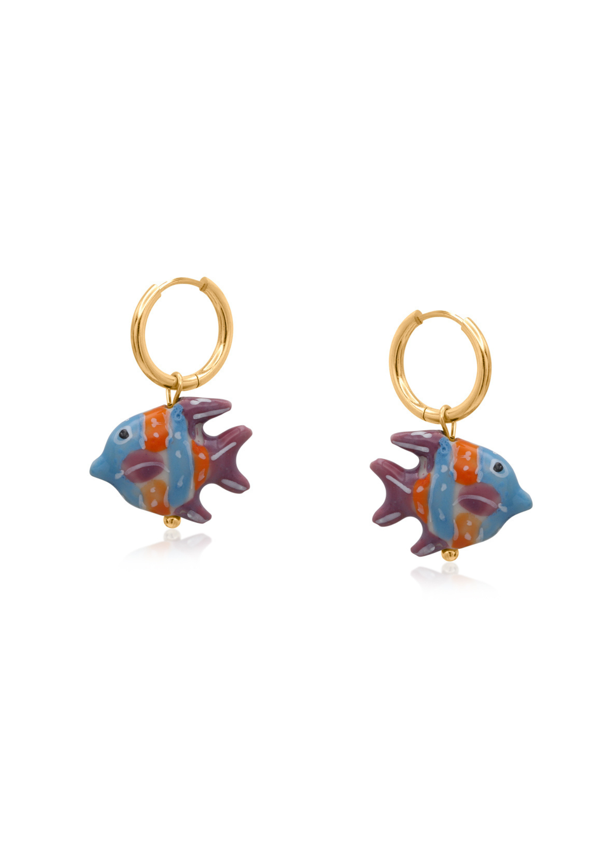 Big Metal London - Ceramic Painted Fish Charm Earrings