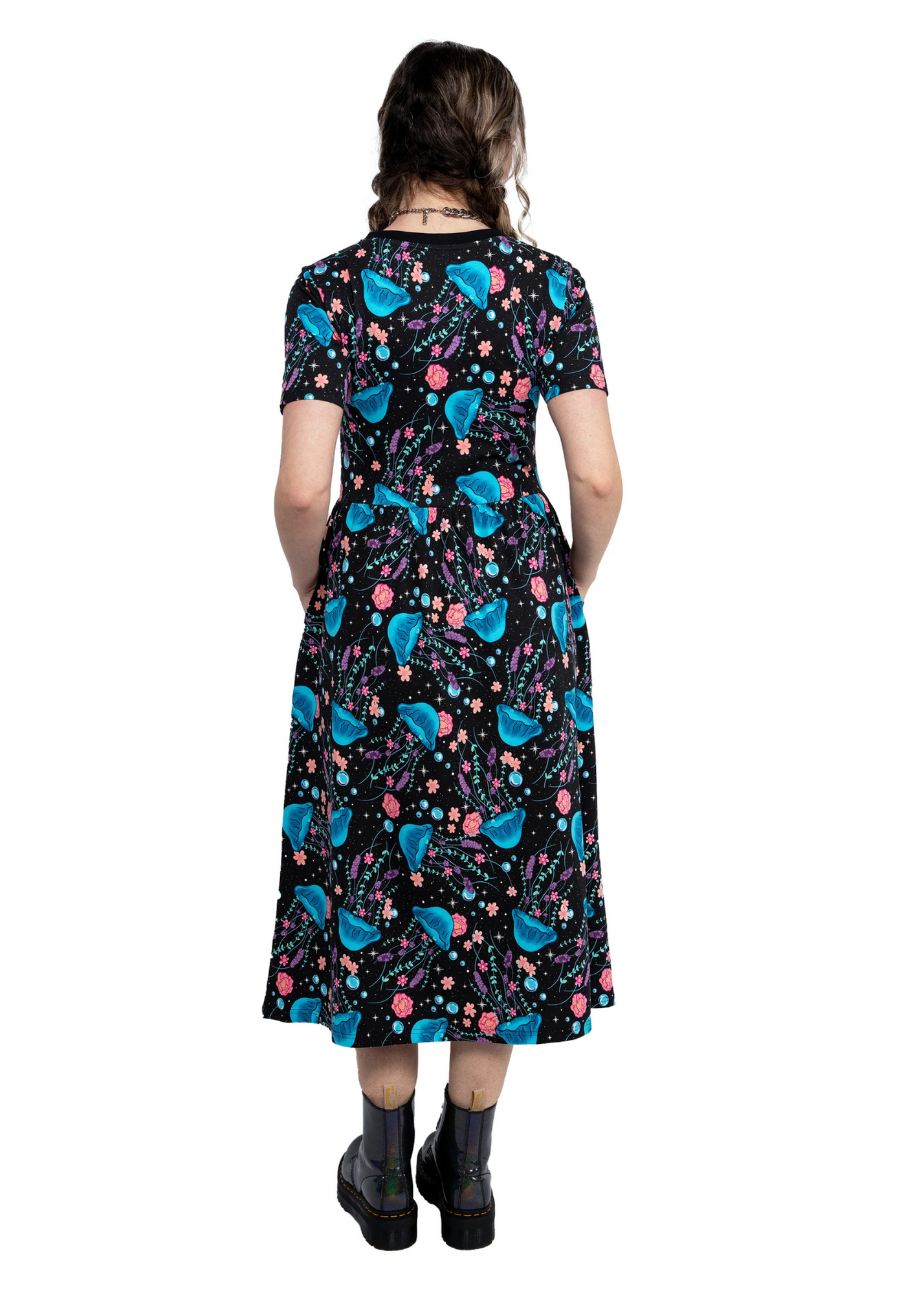 Rebel Romance - Floral Jellyfish Midi Stretch Dress