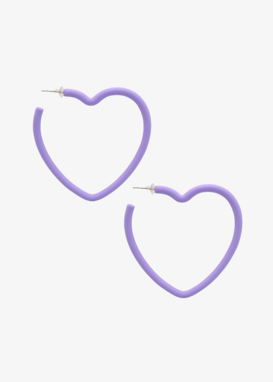 The Edit - Plastic Lilac Large Heart Hoop Earrings