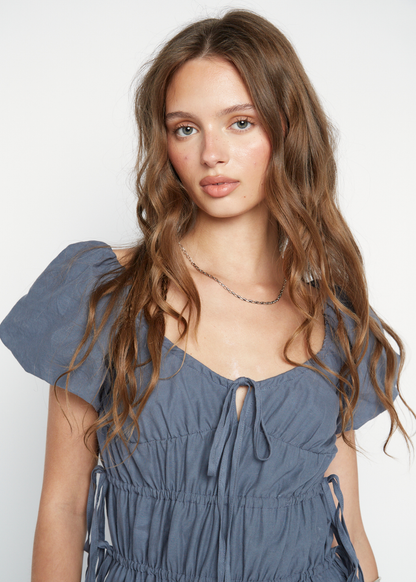 Daisy Street - Ruey Blue Scallop Lace Maxi Dress