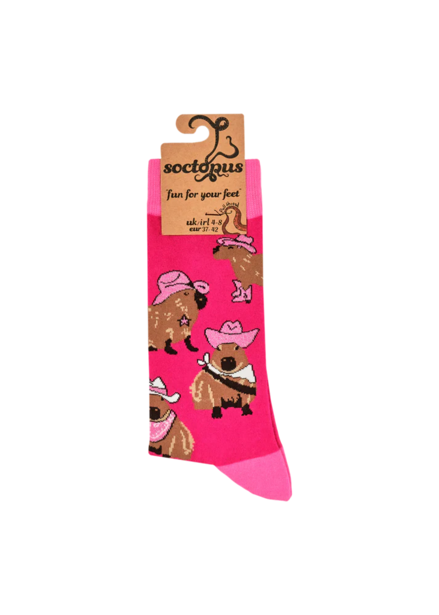 Socktopus - Cowboy Capybara Socks in Pink