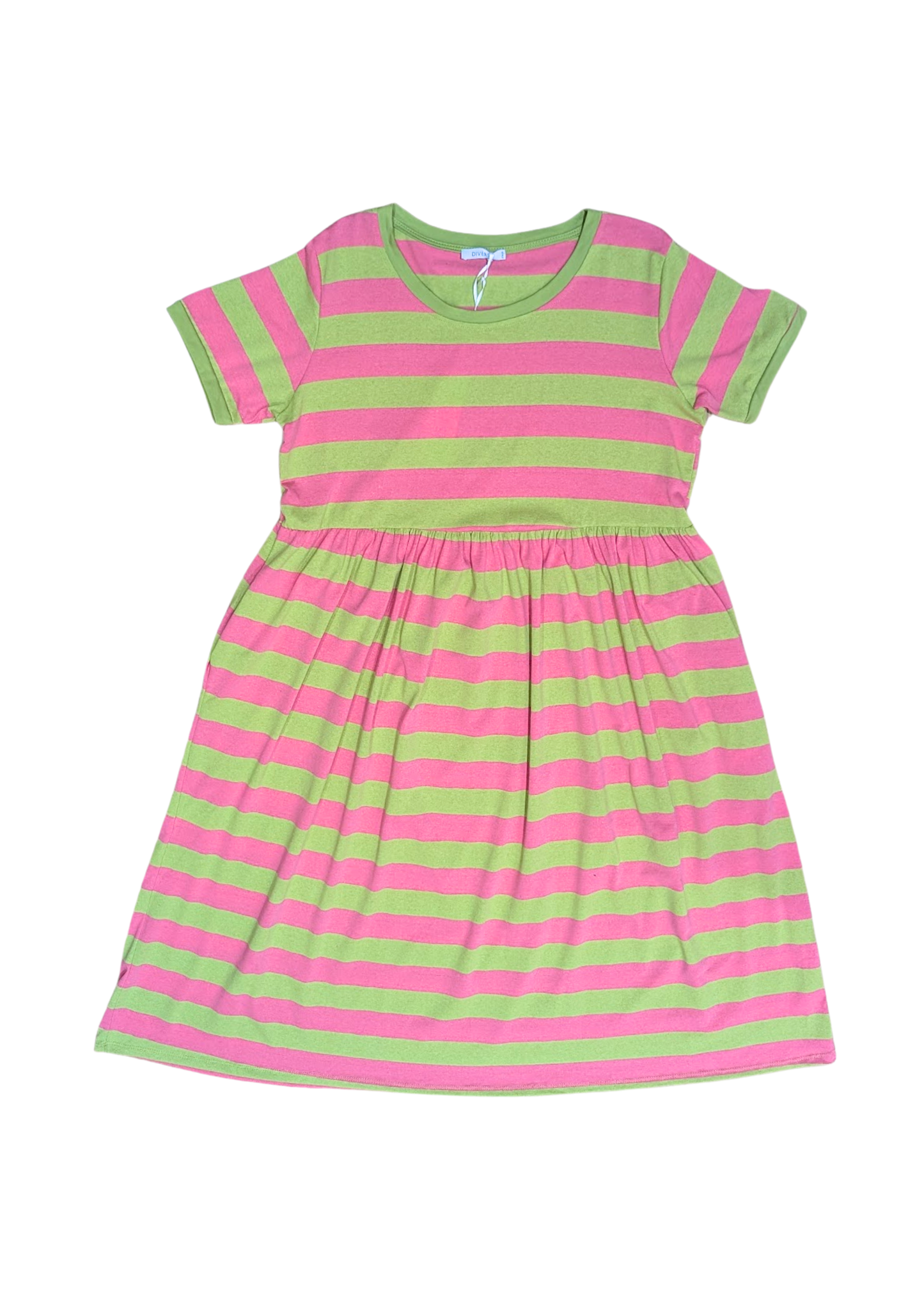 The Edit - Pink & Lime Sugar Stripes Smock Dress