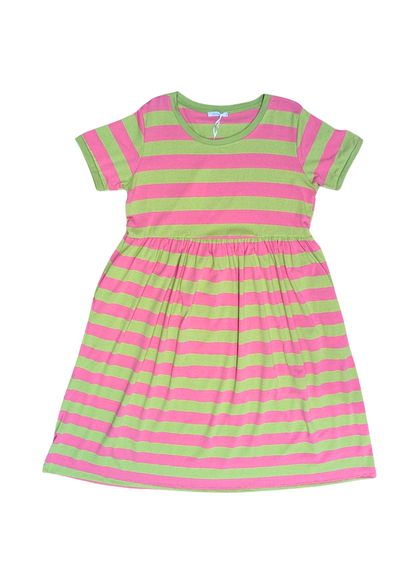 The Edit - Pink & Lime Sugar Stripes Smock Dress