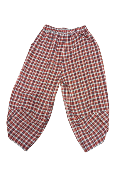 The Edit - Cropped Orange Plaid Brushed Cotton Cocoon Trousers