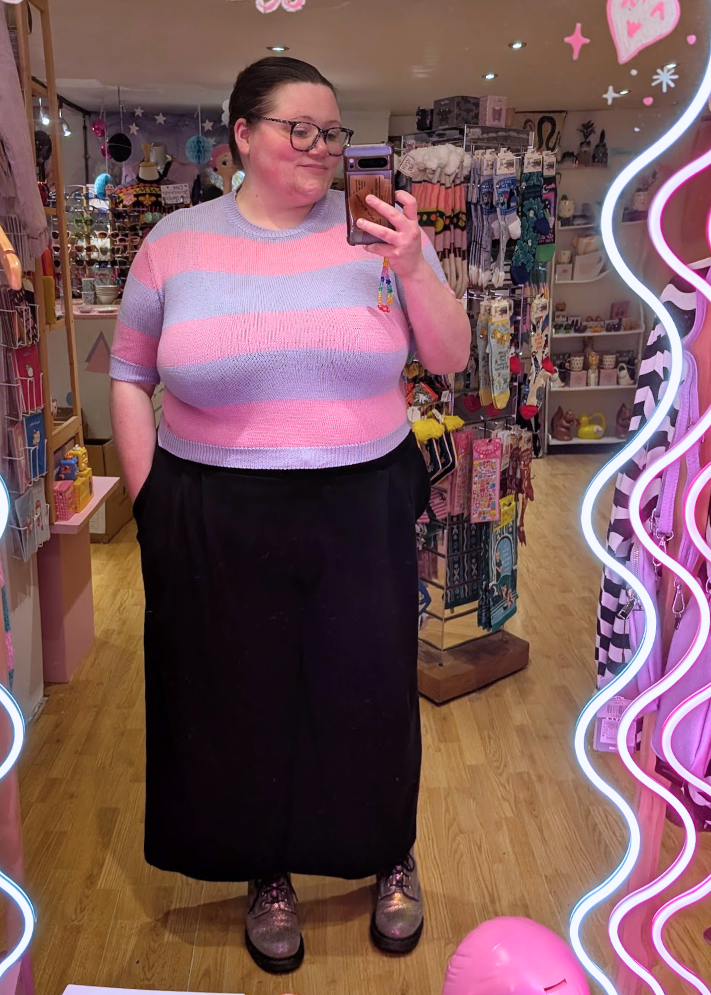 The Edit - Pink and Lilac Stripe Knit Top