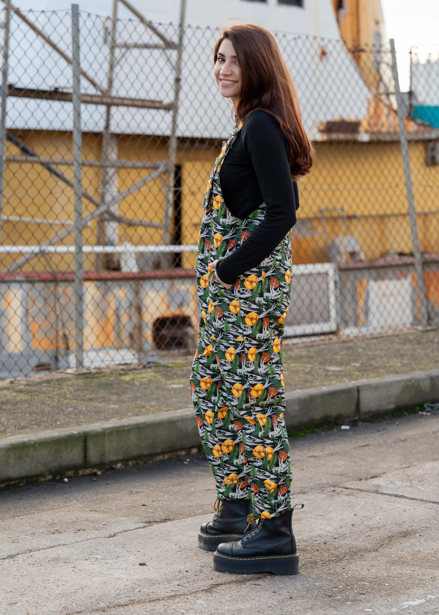 Rebel Romance - Jurassic Jumble Stretch Dungarees