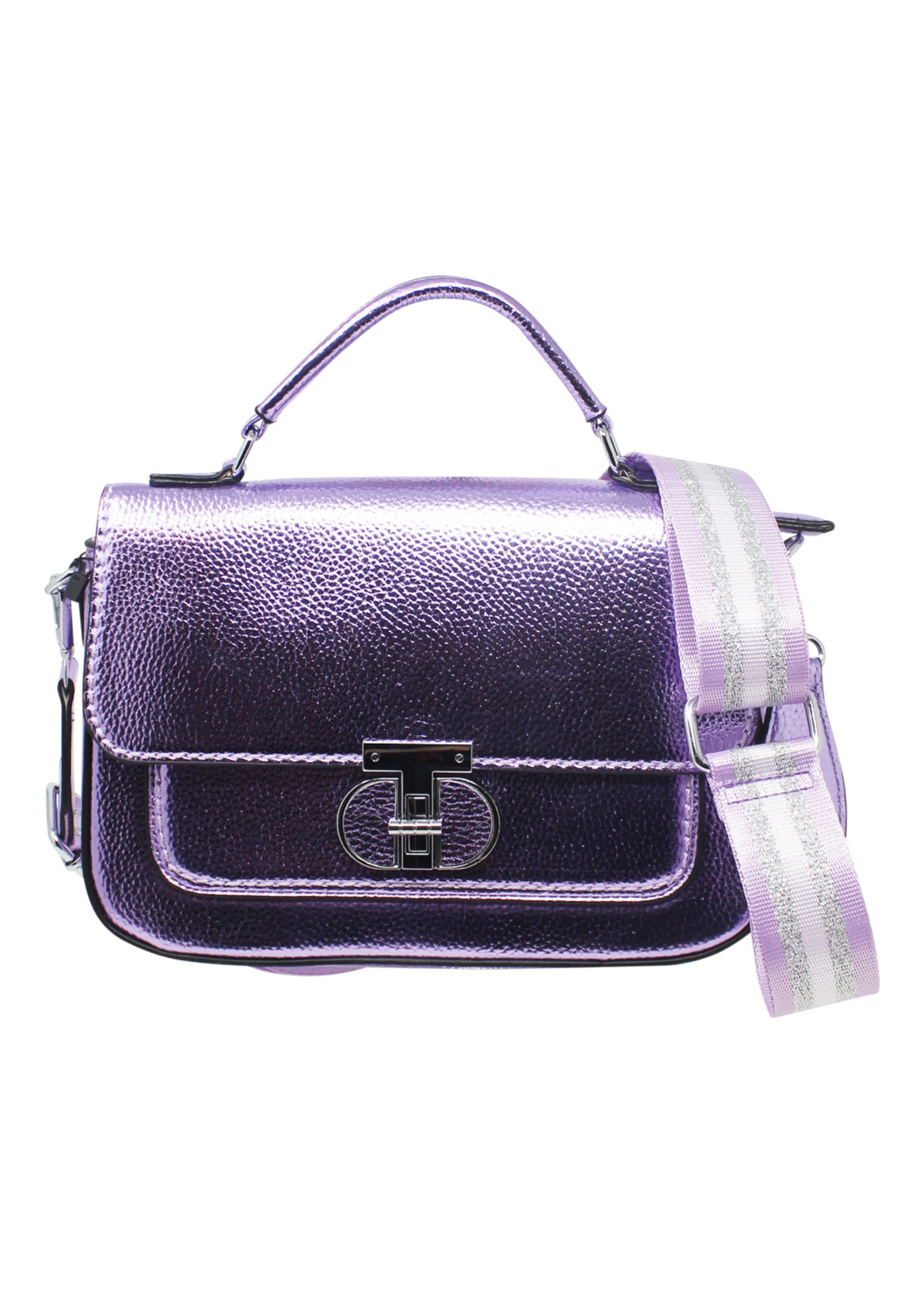 The Edit - Metallic Satchel Bag in Purple