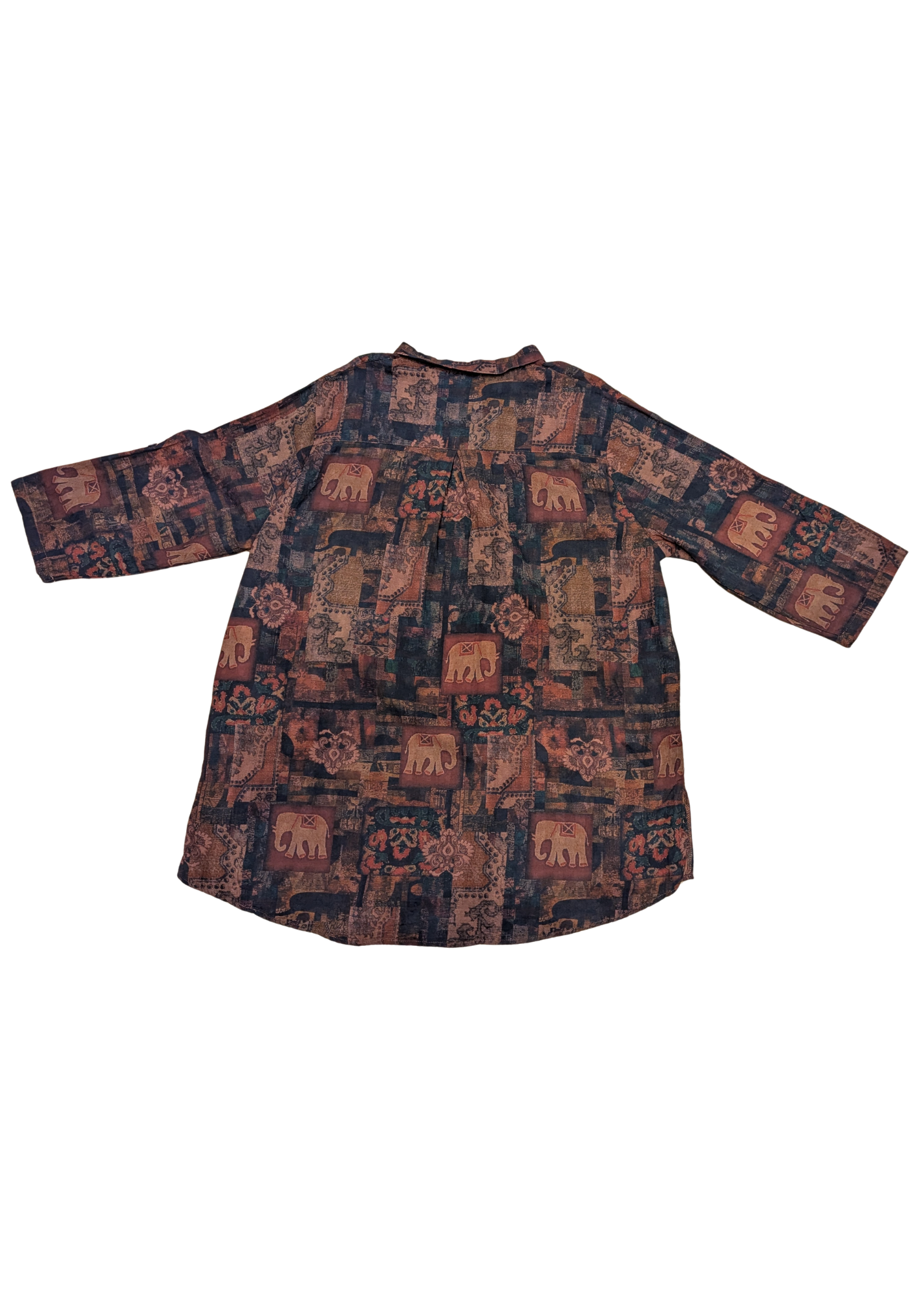 The Edit - Oversized Vintage Style Elephant Print Shirt with Pockets