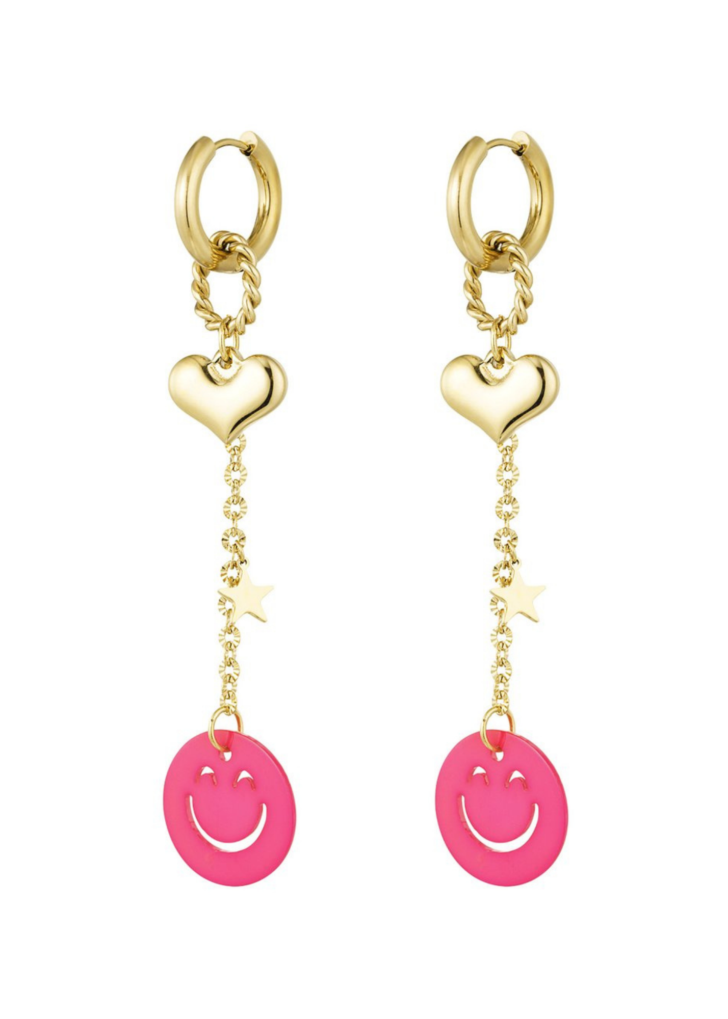 The Edit - Love to Smile Pink Drop Earrings in Gold