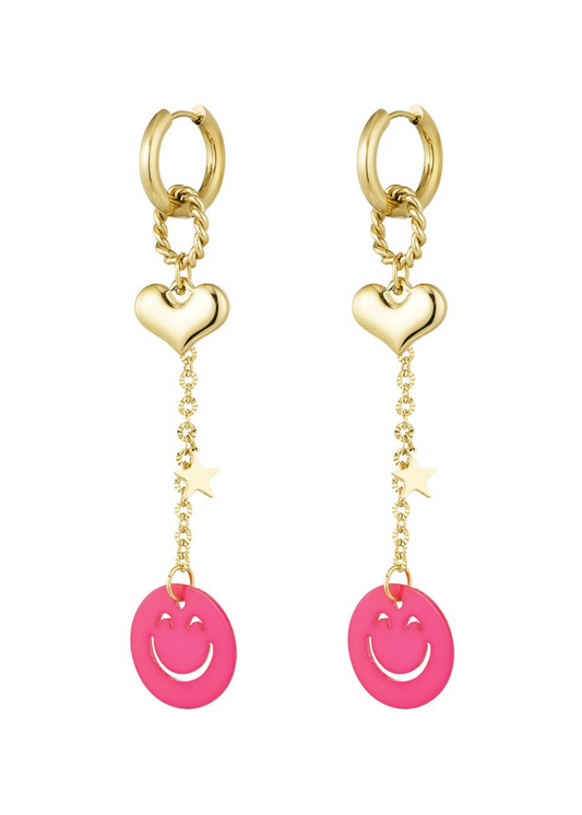 The Edit - Love to Smile Pink Drop Earrings in Gold