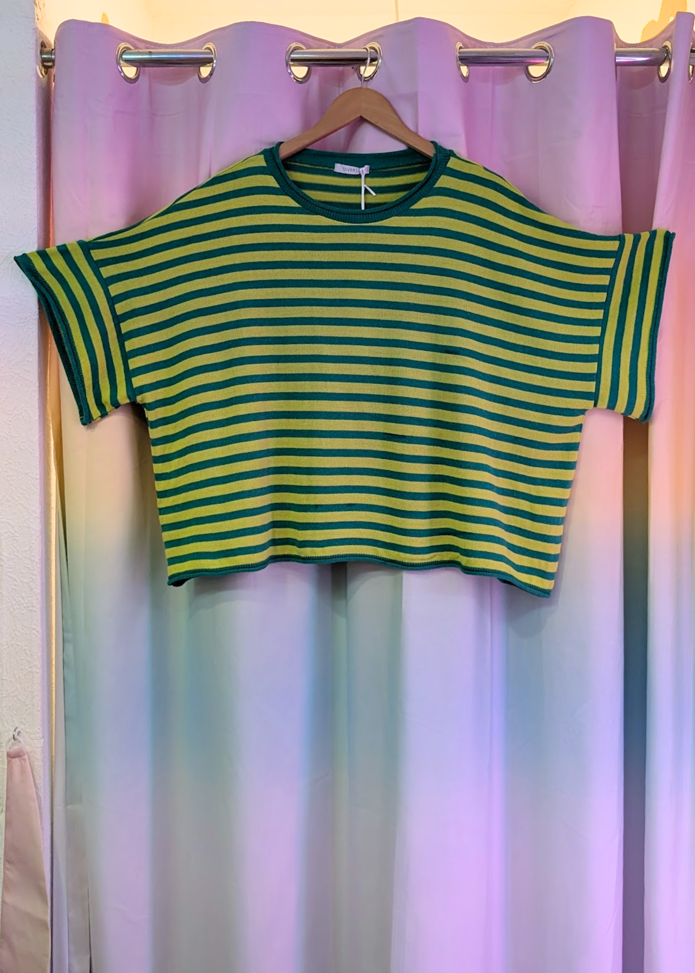 The Edit - Double Green Stripe Knit Top