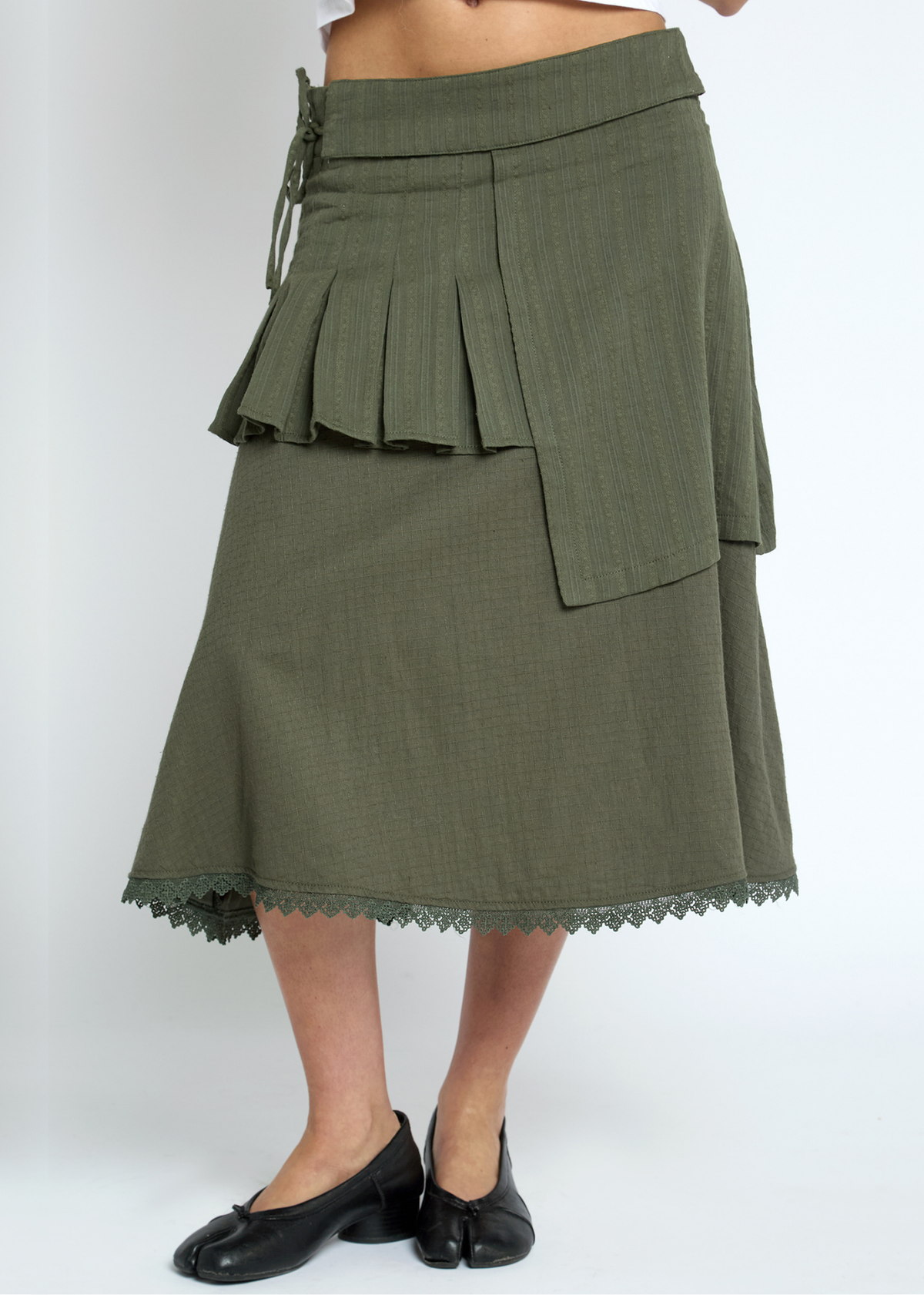 Daisy Street - Echo Khaki Mismatched Tiered Skirt
