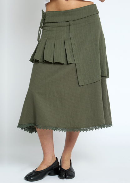Daisy Street - Echo Khaki Mismatched Tiered Skirt