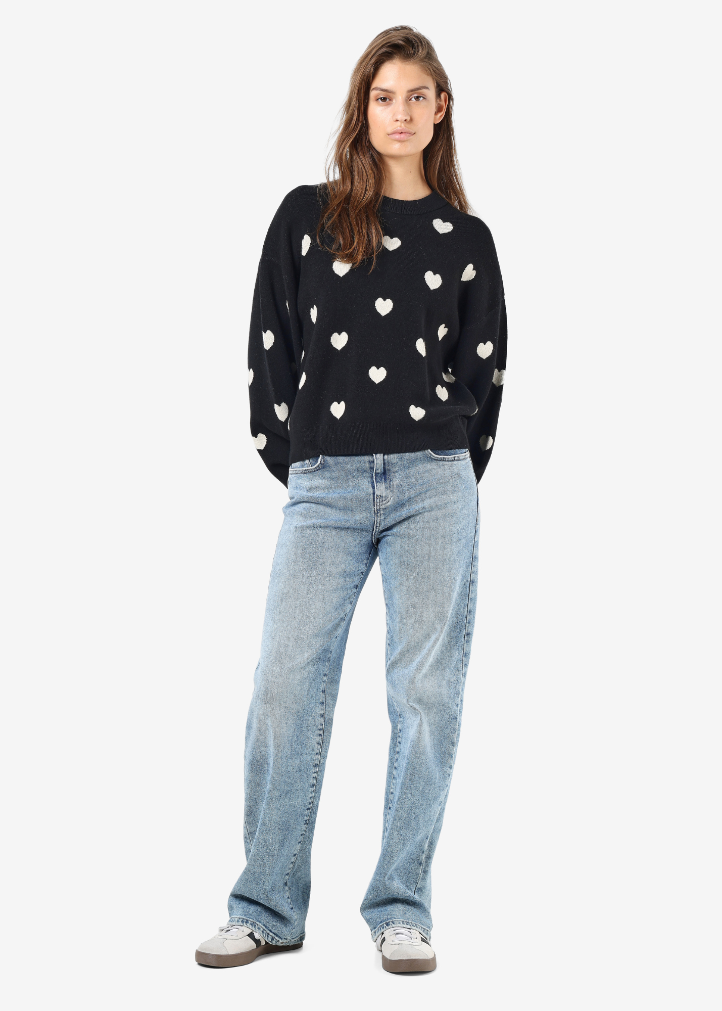 Noisy May - Black and White Heart Sweater