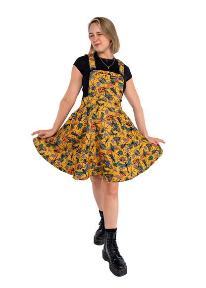 Run & Fly - Mustard Beasties Flared Pinafore Dress
