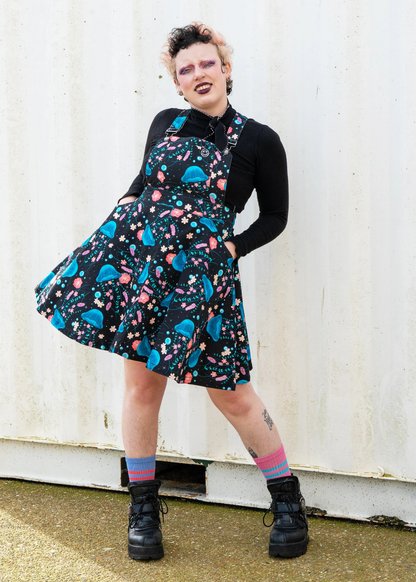 Rebel Romance - Floral Jellyfish Stretch Flared Pinafore