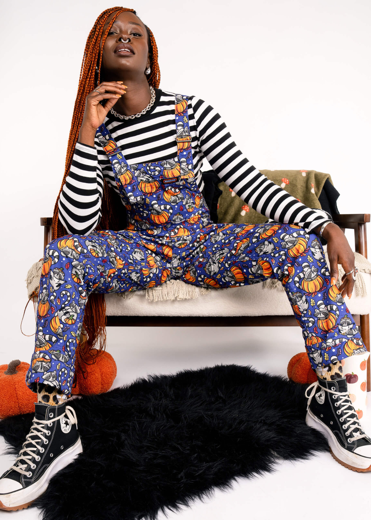 Run & Fly - Pumpkin Racoon Stretch Twill Dungarees