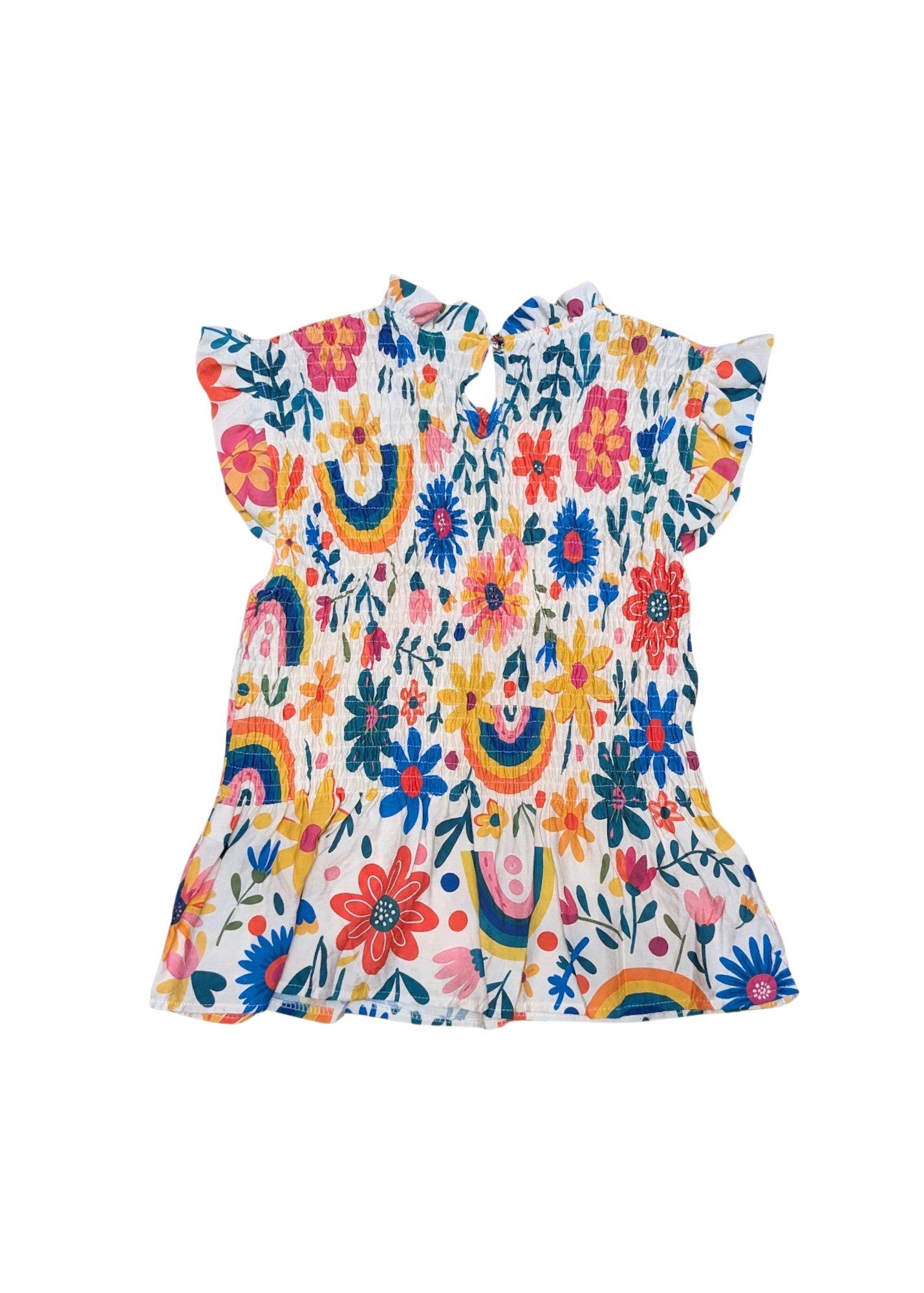 The Edit - Rainbow Flower Print Shirred Top
