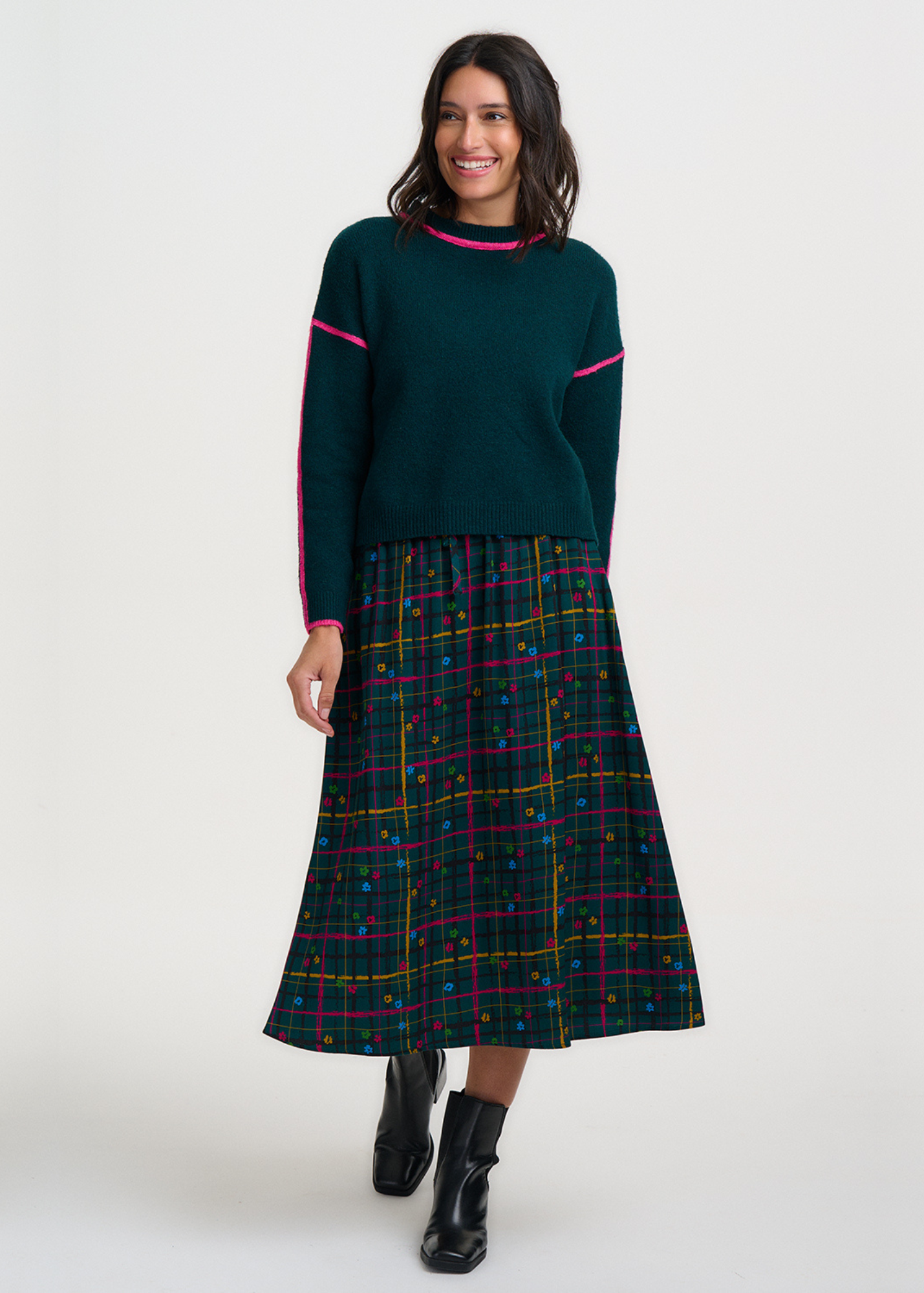 Sugarhill Brighton - Melody Teal Doodle Midi Skirt