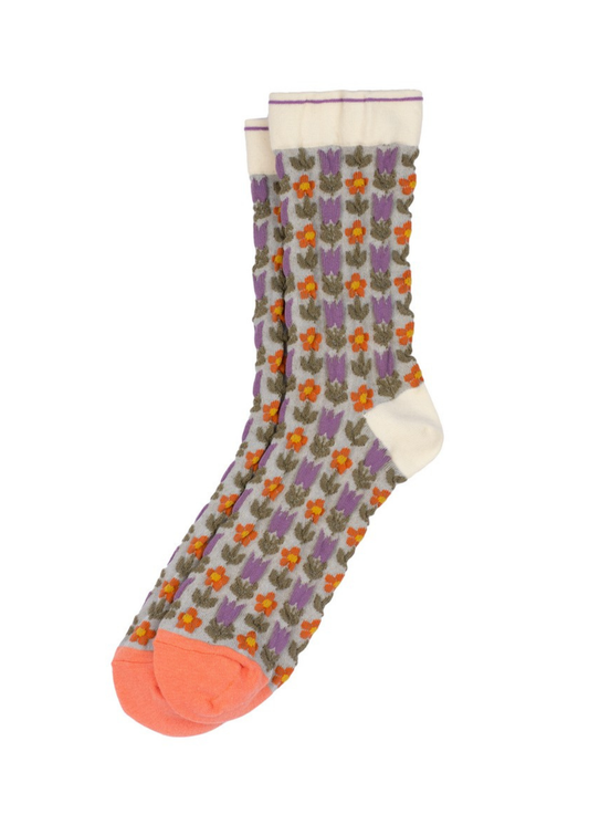 Joe Cool - Purple & Orange Retro Flower Socks