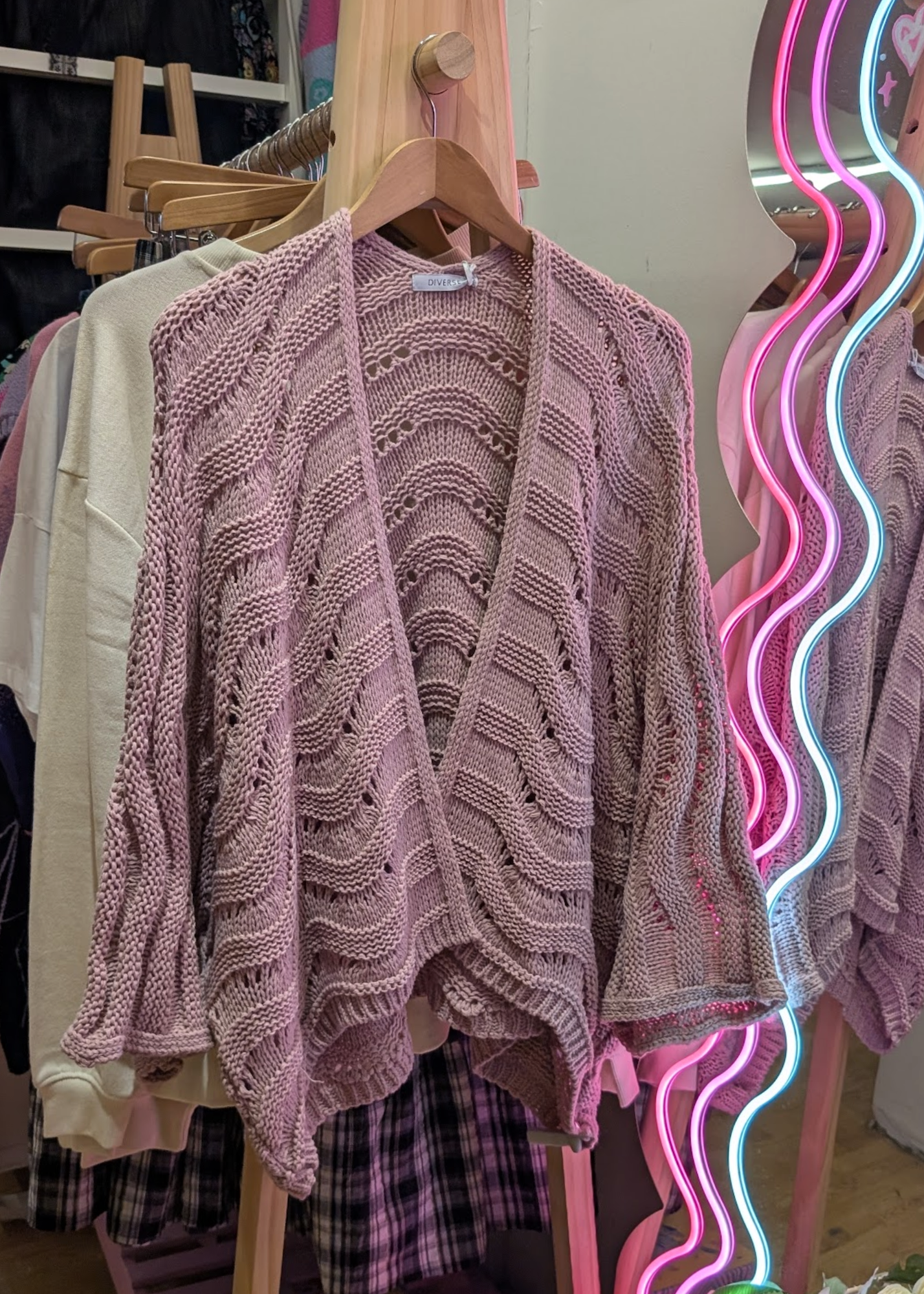 The Edit - Dusky Pink Wavy Knit Relaxed Cardigan
