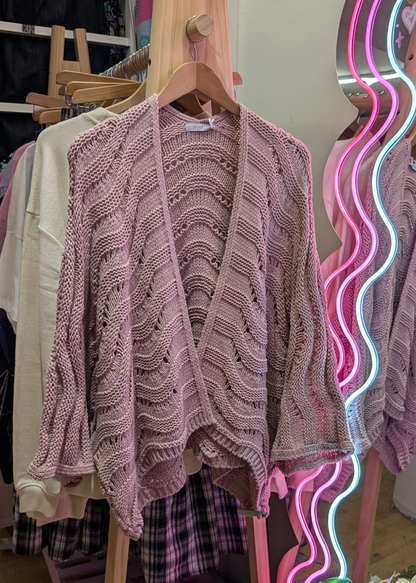 The Edit - Dusky Pink Wavy Knit Relaxed Cardigan