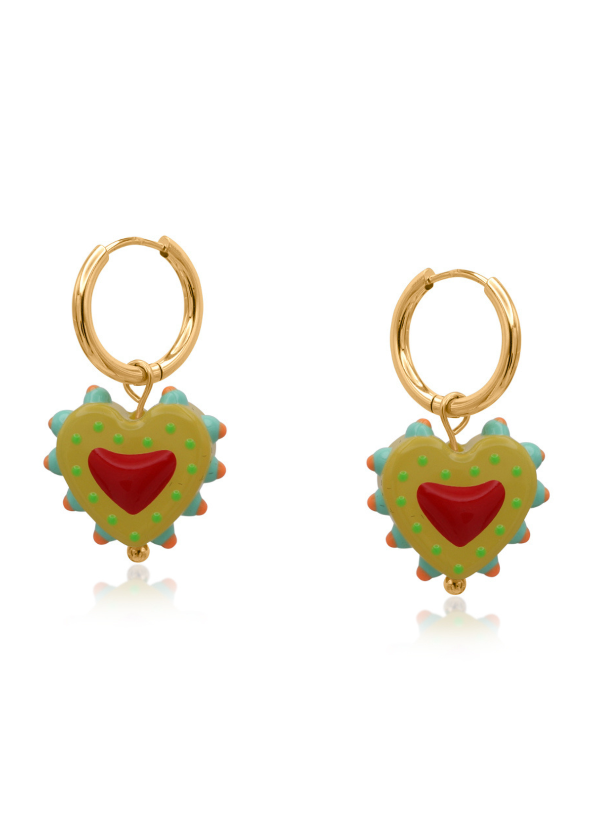 Big Metal London - Santa Fe Heart Charm Earrings