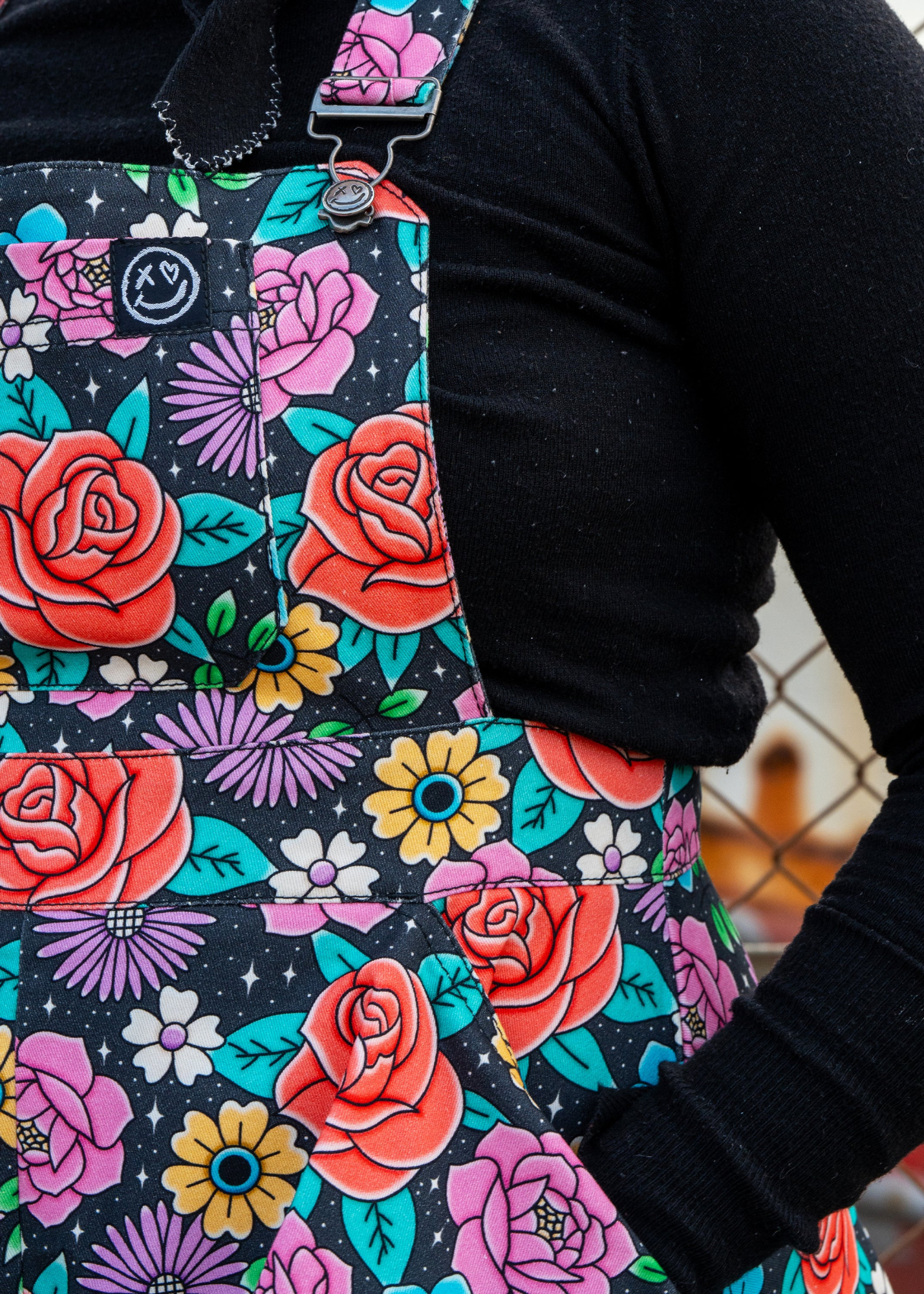 Rebel Romance - Tattoo Floral Flared Pinafore