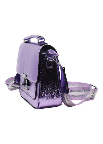 The Edit - Metallic Satchel Bag in Purple