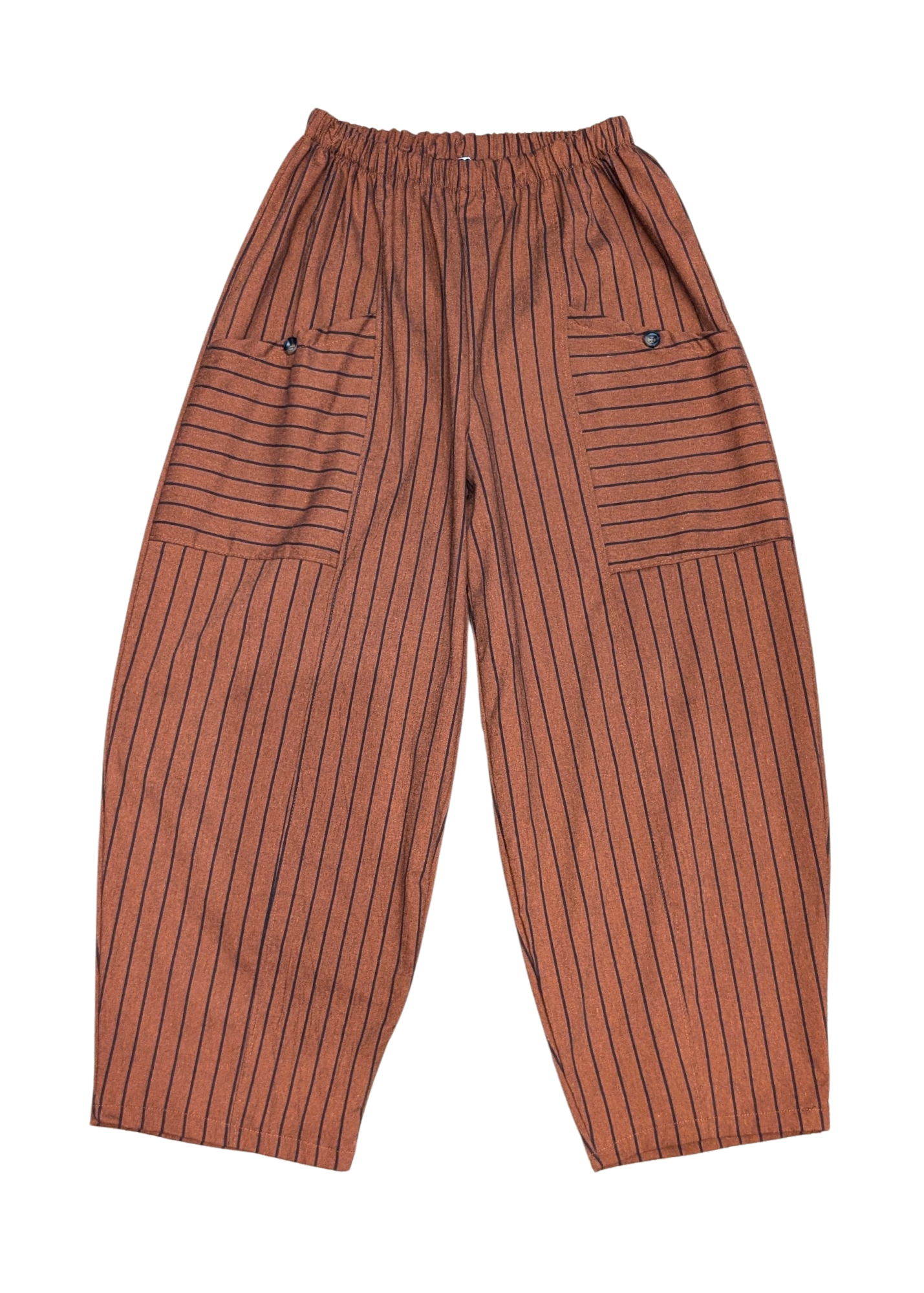 The Edit - Orange & Black Pinstripe Barrel Cocoon Trousers