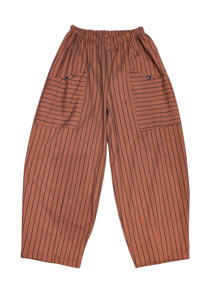 The Edit - Orange & Black Pinstripe Barrel Cocoon Trousers