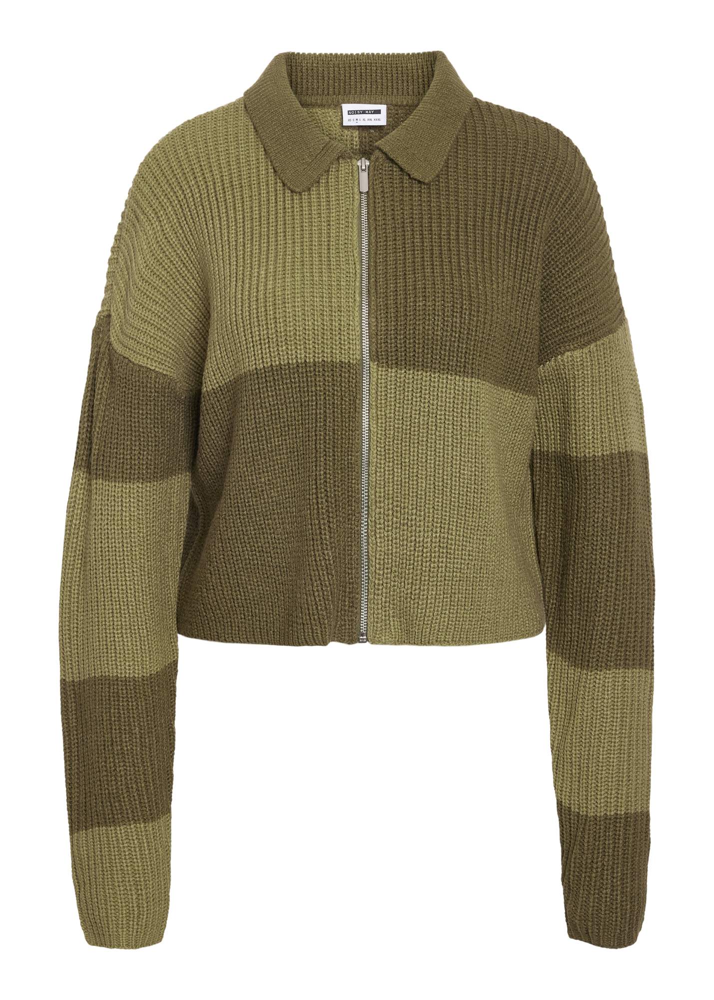 Noisy May - Khaki Check Zip Up Cardigan