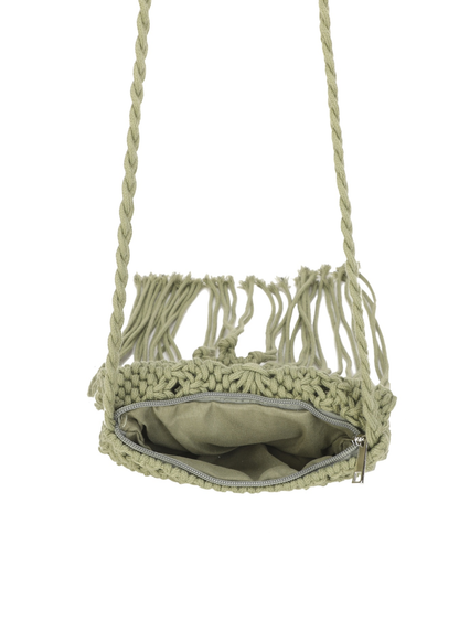 The Edit - Olive Green Macramé Cross-body Bag