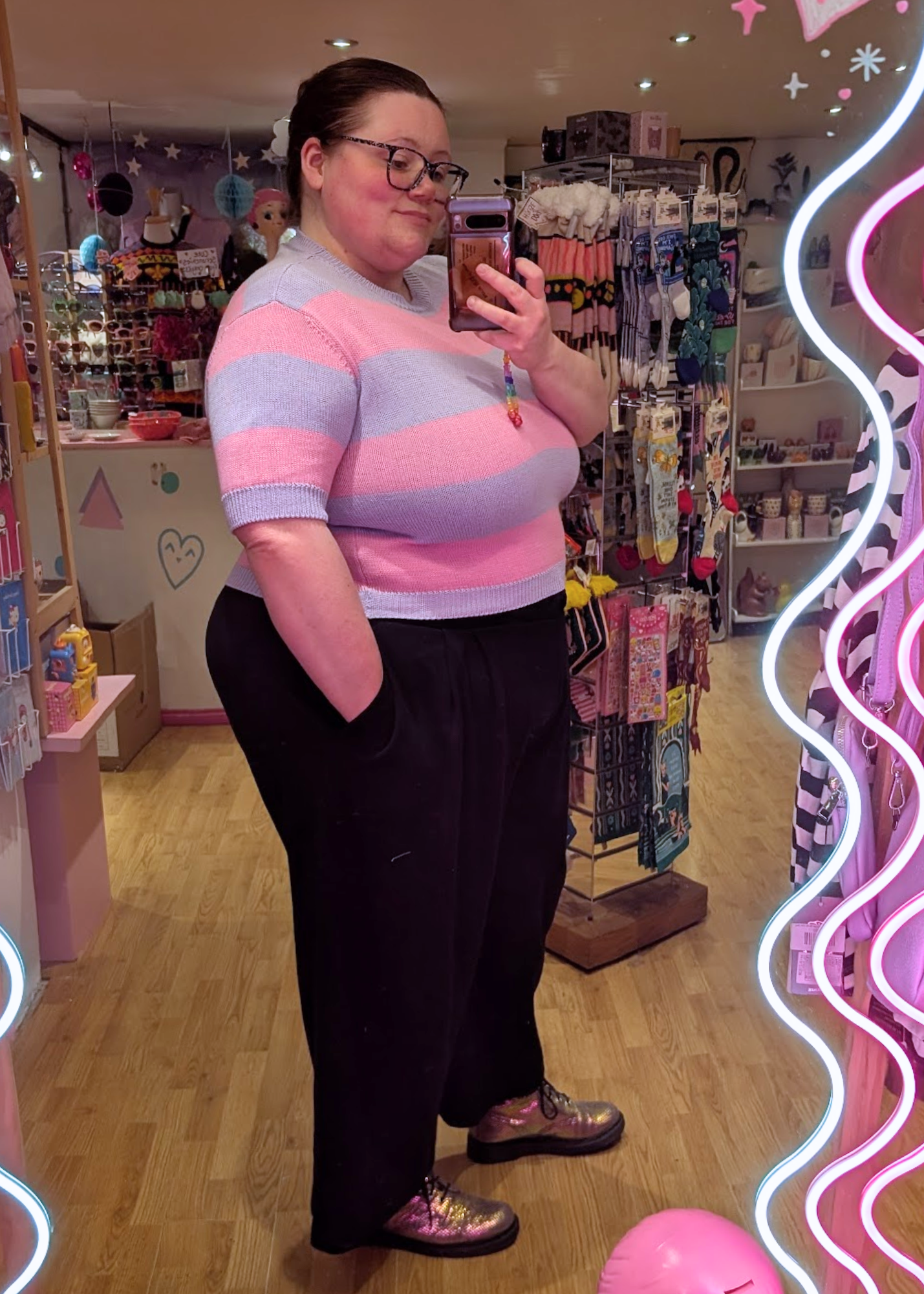 The Edit - Pink and Lilac Stripe Knit Top