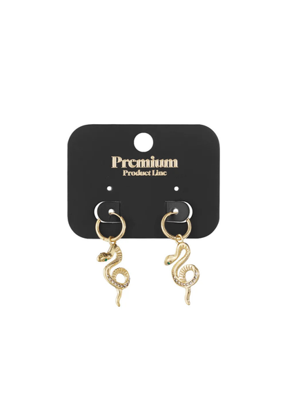 The Edit - Jeweled Snake Drop Earrings in Gold