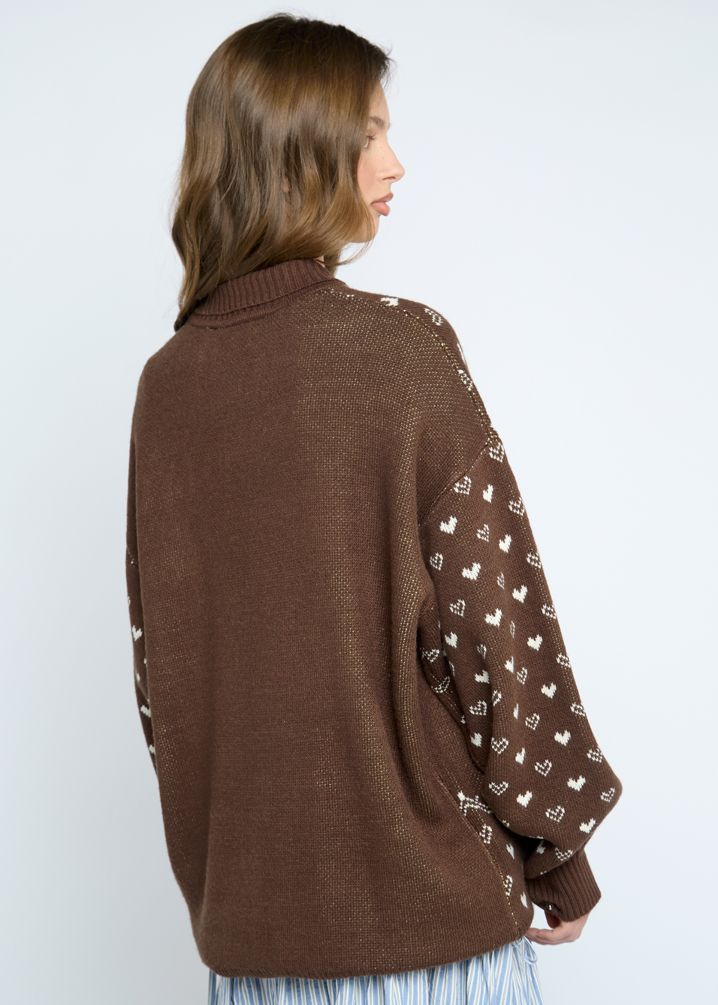 Daisy Street - Brown Knitted Rosette Zip Cardigan
