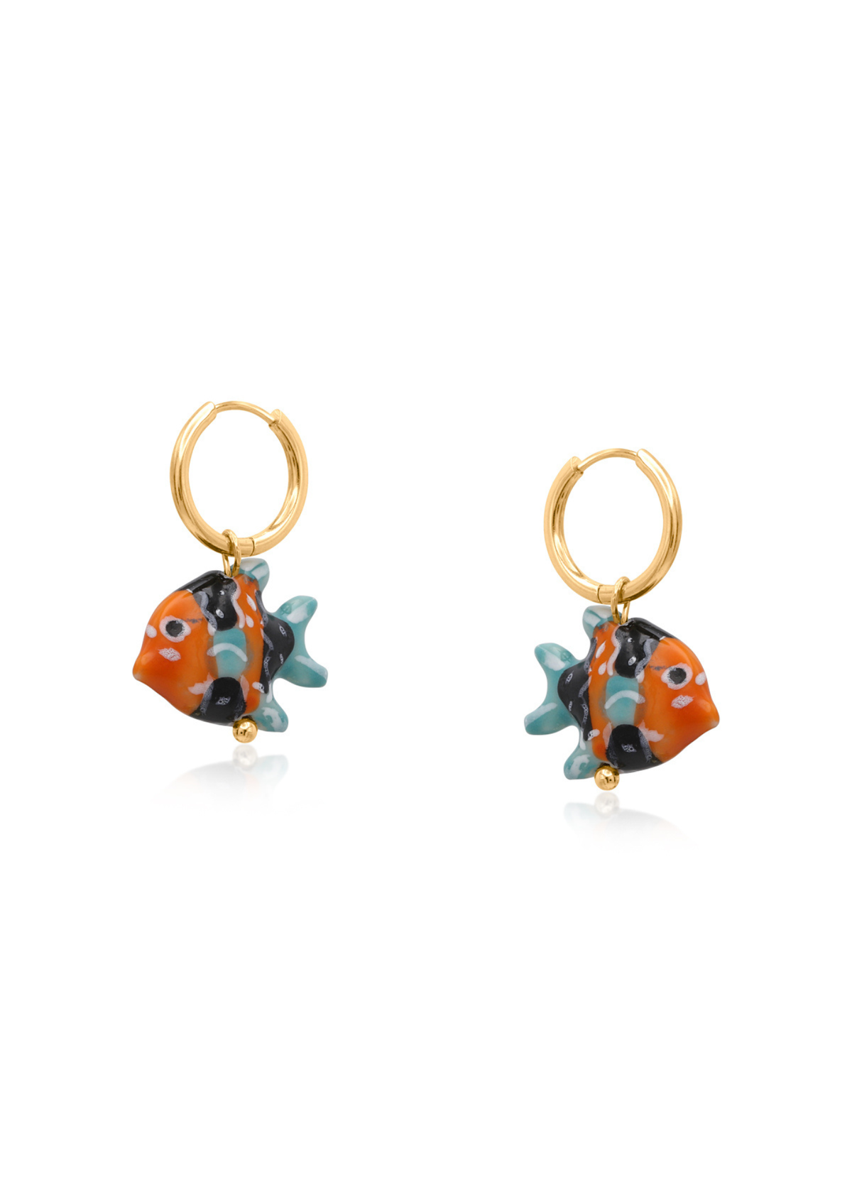 Big Metal London - Ceramic Painted Fish Charm Earrings