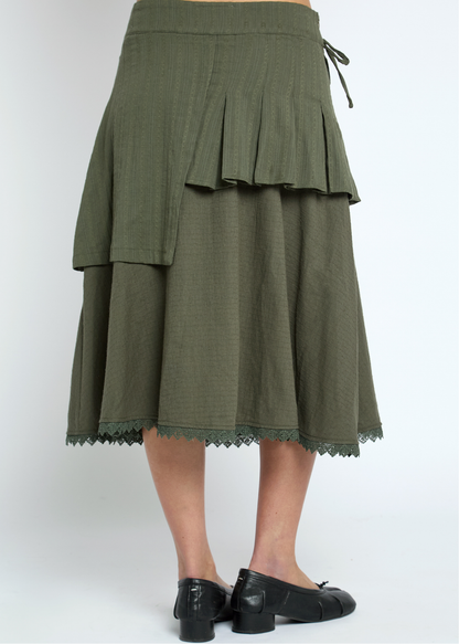 Daisy Street - Echo Khaki Mismatched Tiered Skirt