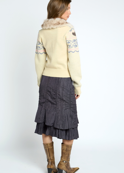 Daisy Street - Yellow Equestrian Horse Zip-up Cardigan