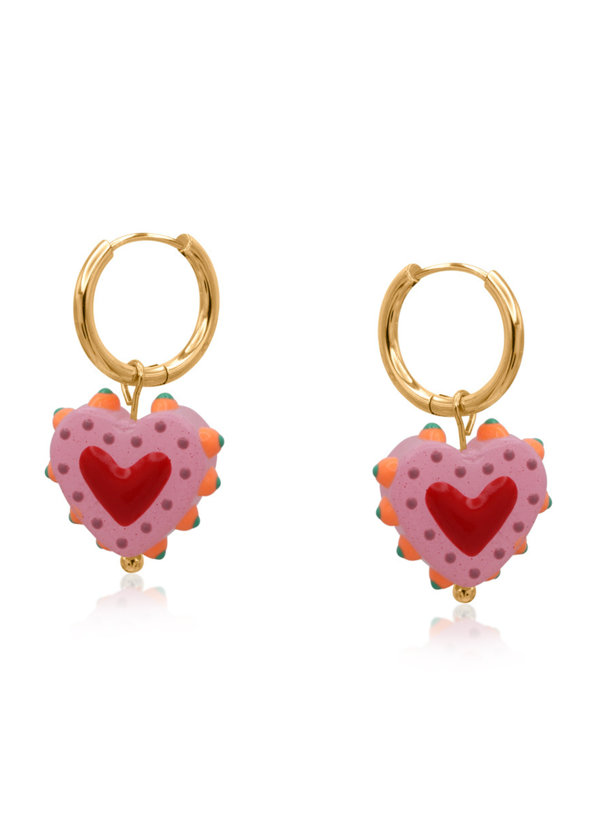 Big Metal London - Santa Fe Heart Charm Earrings