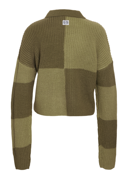 Noisy May - Khaki Check Zip Up Cardigan