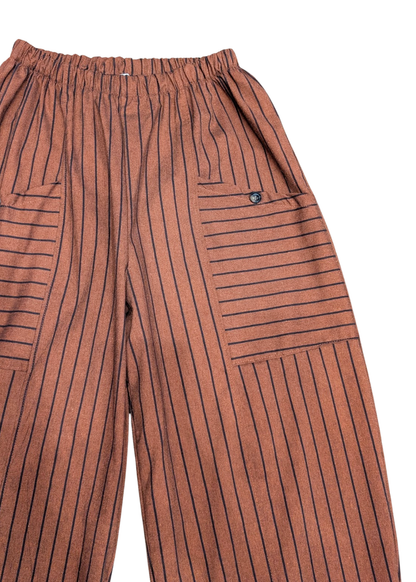 The Edit - Orange & Black Pinstripe Barrel Cocoon Trousers