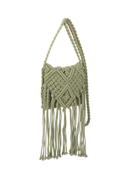 The Edit - Olive Green Macramé Cross-body Bag