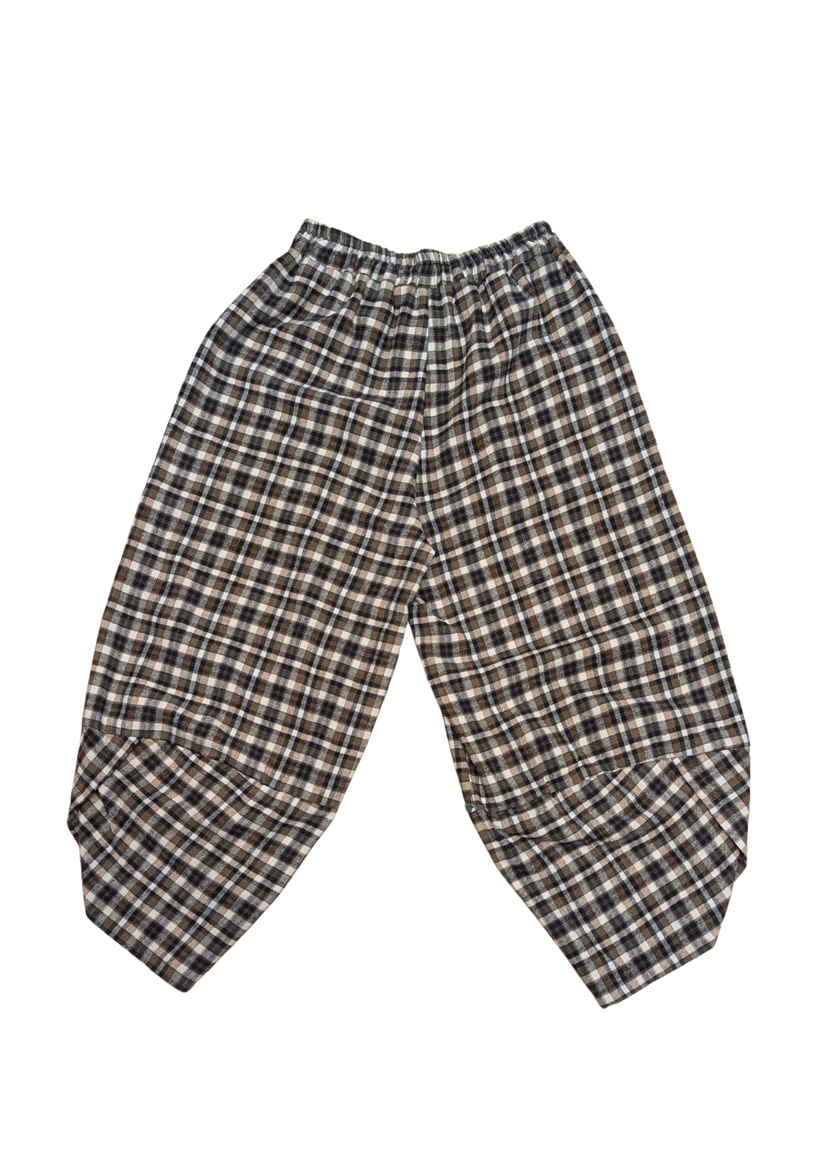 The Edit - Cropped Green Plaid Brushed Cotton Cocoon Trousers