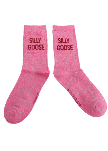 Miss Sparrow - Glitter Statement ‘Silly Goose’ Socks