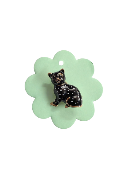 The Edit - Mini Black & White Spotty Cat Brooch