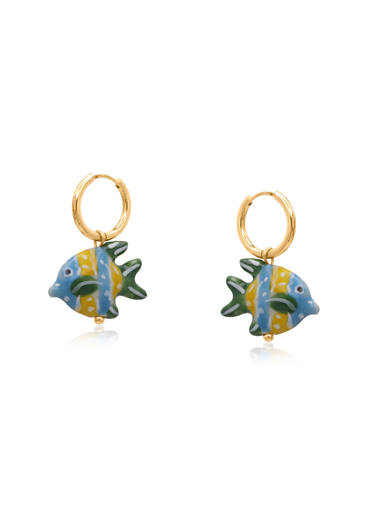 Big Metal London - Ceramic Painted Fish Charm Earrings