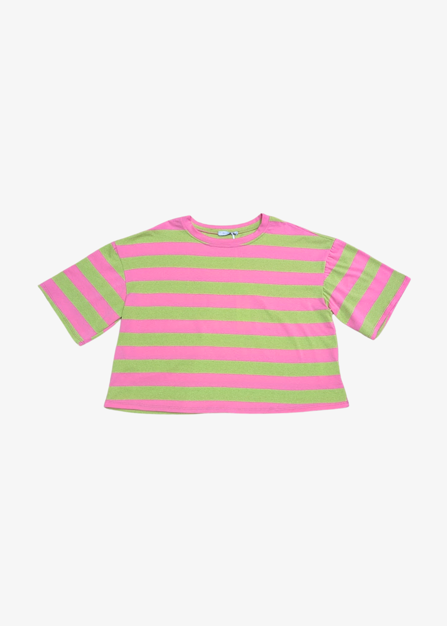 The Edit - Pink & Green Stripe Short Sleeve Tee